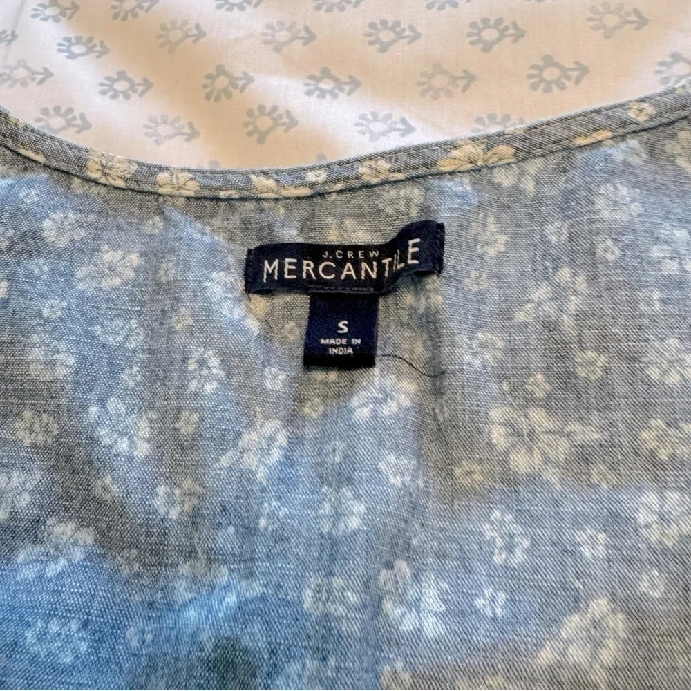 J. Crew Mercantile Blue Floral Flutter Sleeve Faux Wrap Small Dress